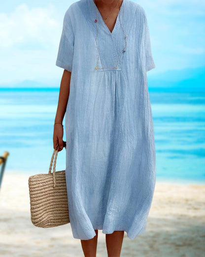 Kayla – V-Neck Dress with Half-Sleeve – Effortless Grace for Everyday Charm
