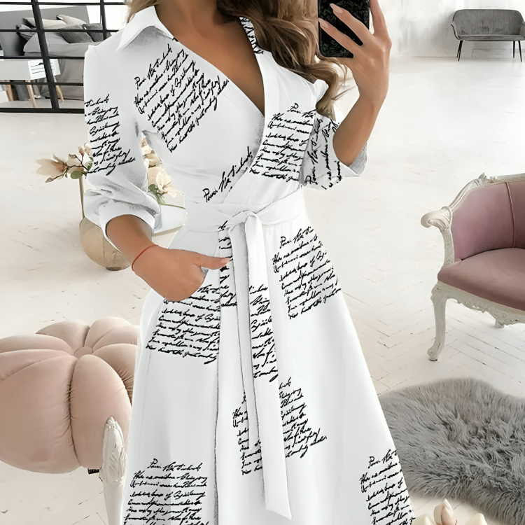 Khadija – V-Neck Long Sleeves Dress – Modest Elegance & Comfort