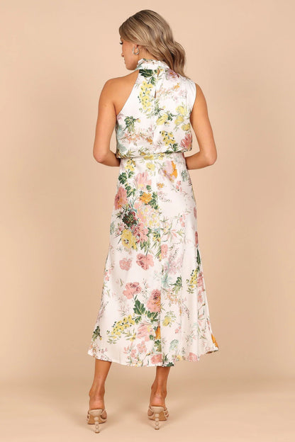 Dove - Elegant Floral Halter Dress - Graceful & Stylish