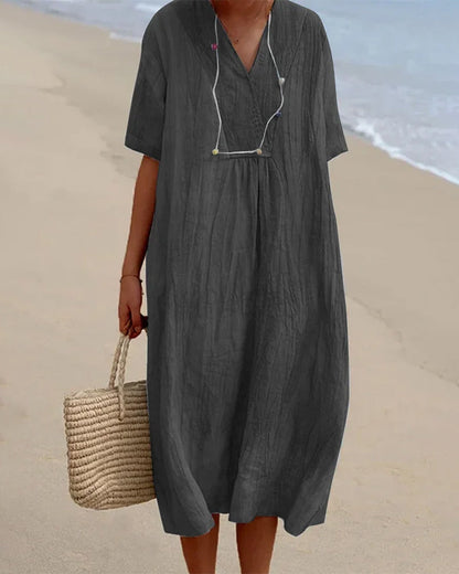 Kayla – V-Neck Dress with Half-Sleeve – Effortless Grace for Everyday Charm