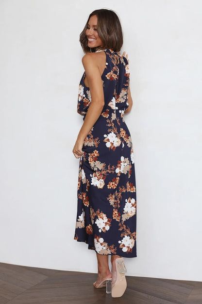 Dove - Elegant Floral Halter Dress - Graceful & Stylish