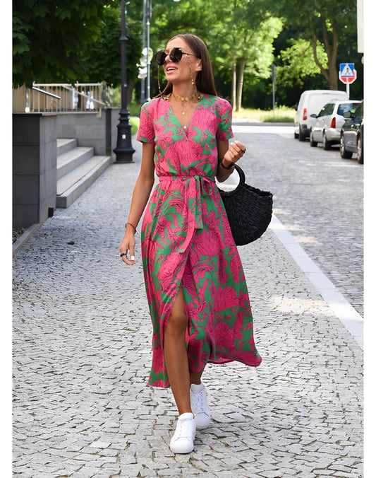 Hiraya - V-Neck Wrap Maxi Dress – Elegant & Flattering