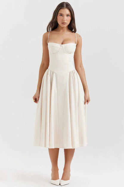 Etta - Sleeveless Corset Midi Dress - Flattering & Elegant