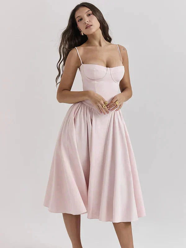 Etta - Sleeveless Corset Midi Dress - Flattering & Elegant