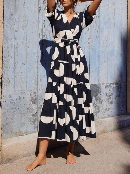 Arianne – Geometric Print Midi Dress – Chic & Comfortable