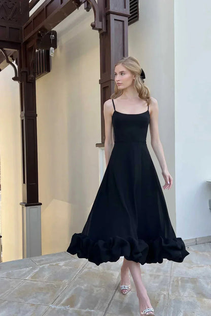 Gretta - Sleeveless Flounce Midi Dress – Feminine & Flowing