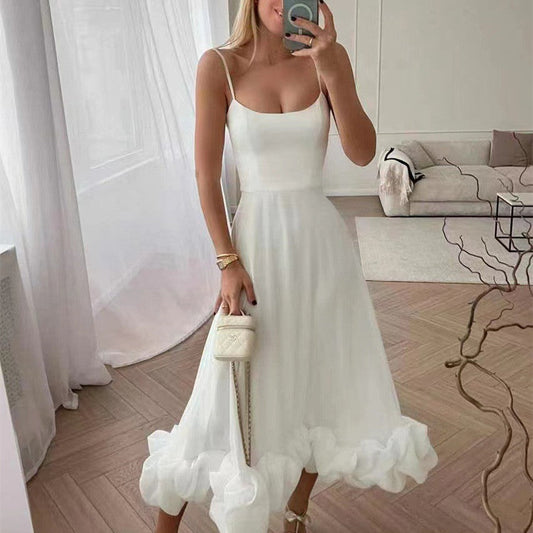 Gretta - Sleeveless Flounce Midi Dress – Feminine & Flowing