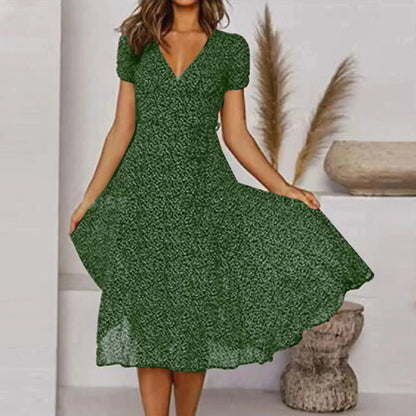 Ilana - Boho V-Neck Midi Dress – Effortless & Chic Style