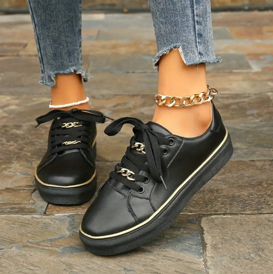 Elodie – Chic Chain-Accent Sneakers – Stylish & Comfortable