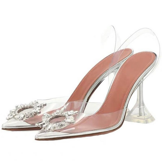Mikee - Transparent Crystal High Heels - Dazzling & Stylish