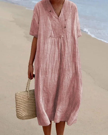 Kayla – V-Neck Dress with Half-Sleeve – Effortless Grace for Everyday Charm