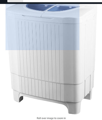 28Lbs Twin Tub Semi-Automatic Washing Machine – Portable Washer with Drain Pump for Home, Apartments, Dorms, and RVs