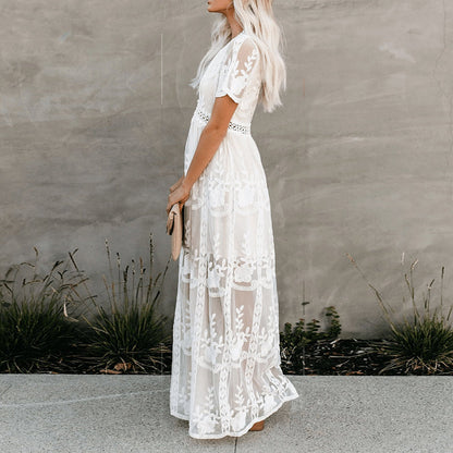 Merlinda - V-Neck Maxi Dress – Elegant & Flowy